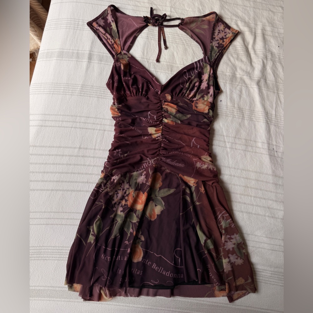 Urban outfitters silence + noise Floral Backless Ruched Dress